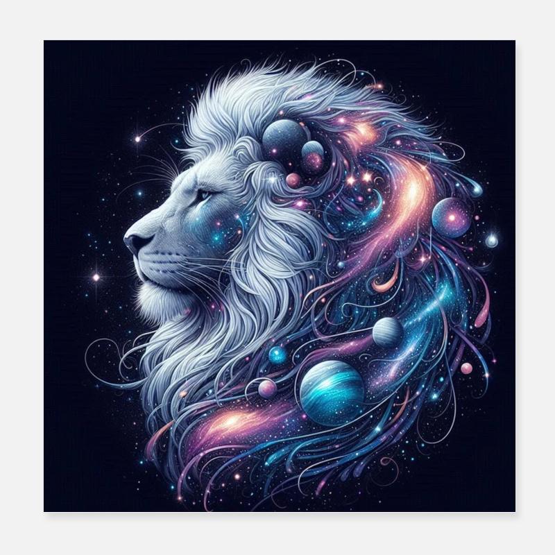 Galactic Lion 2 - Poster 8" x 8" (20x20 cm) - white