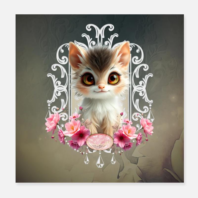 Lovely and fluffy kitten Poster 8" x 8" (20x20 cm)