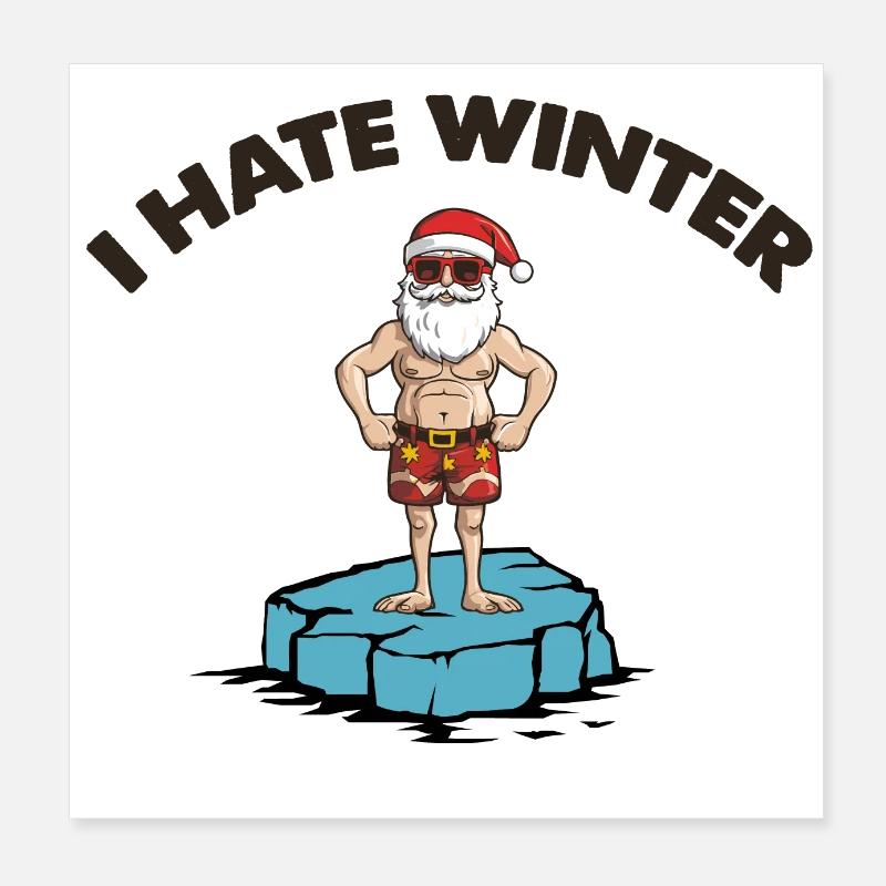 Père Noël Banquise Hiver Poster 20 x 20 cm