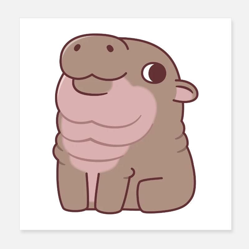 Niedliches sitzendes Zwerg-Nilpferd Poster 20x20 cm