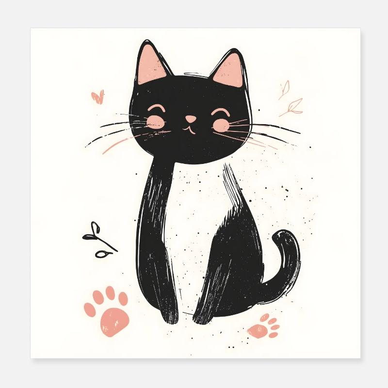 POD Cat Footprint 2 Poster 8" x 8" (20x20 cm)