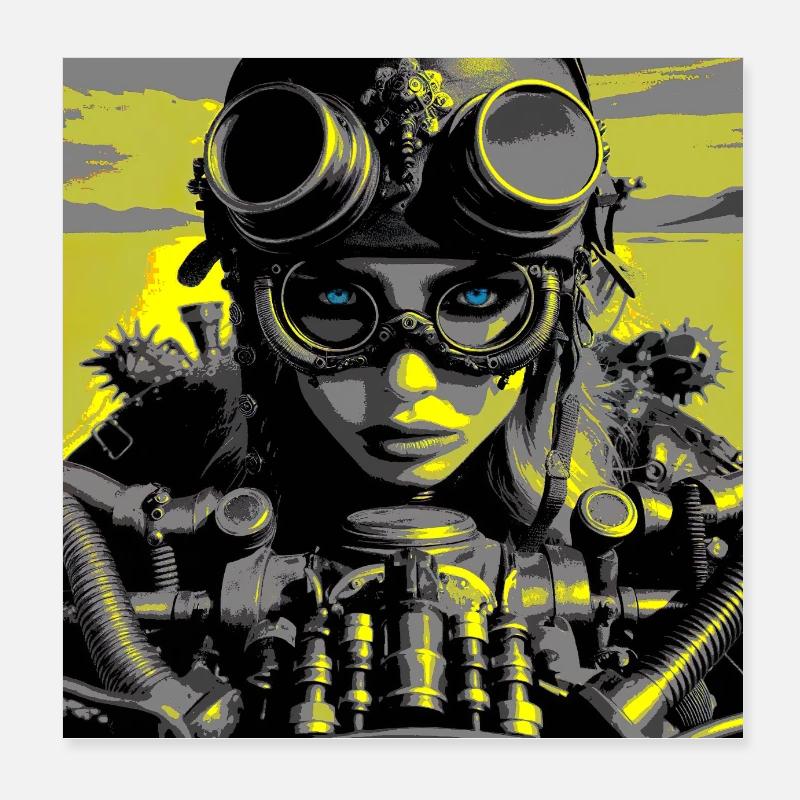 Motarde Steampunk Poster 20 x 20 cm