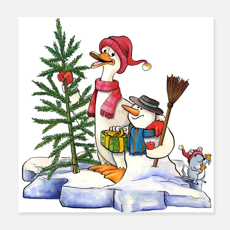 Christmas duck Poster 8" x 8" (20x20 cm)