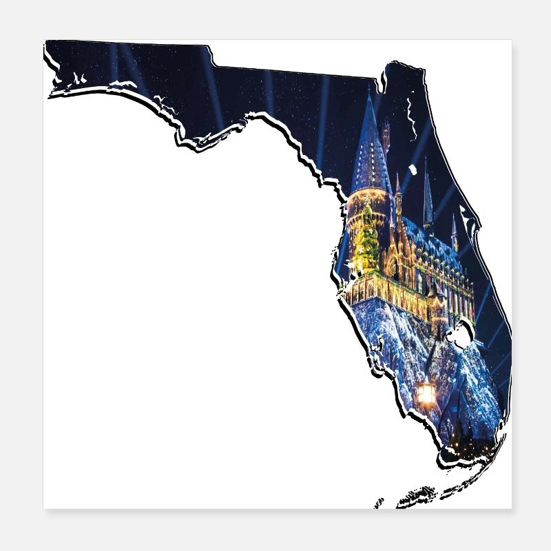 Universal Studios in Florida State Map Poster 8" x 8" (20x20 cm)