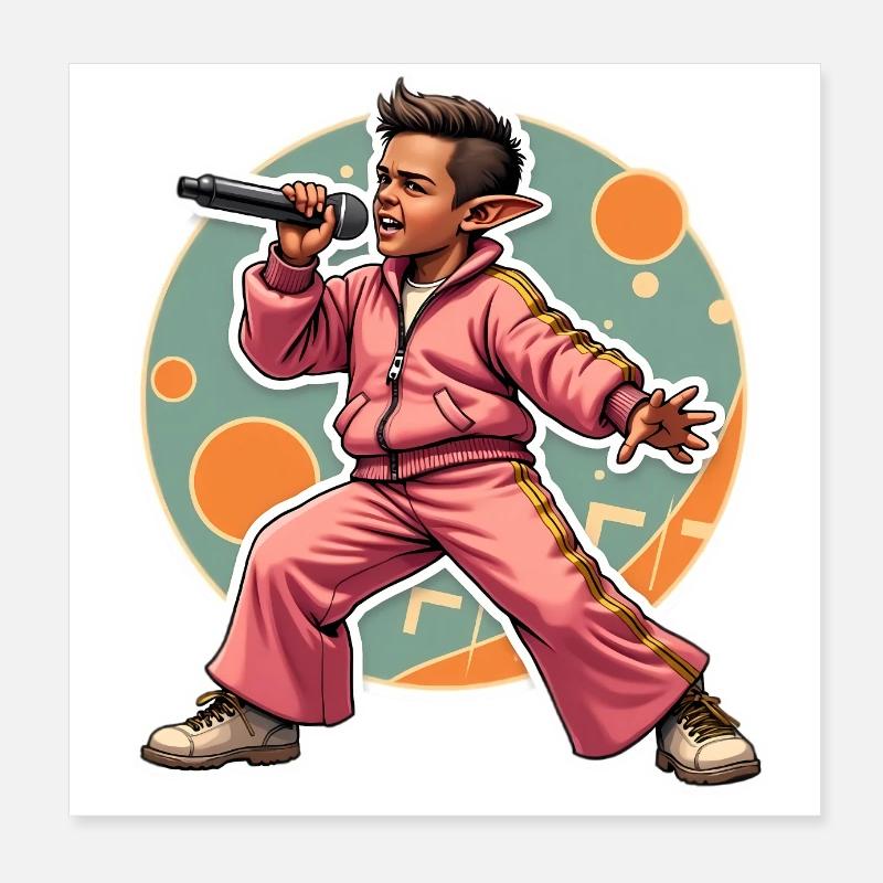 Elfe Rappeur en Action Poster 20 x 20 cm