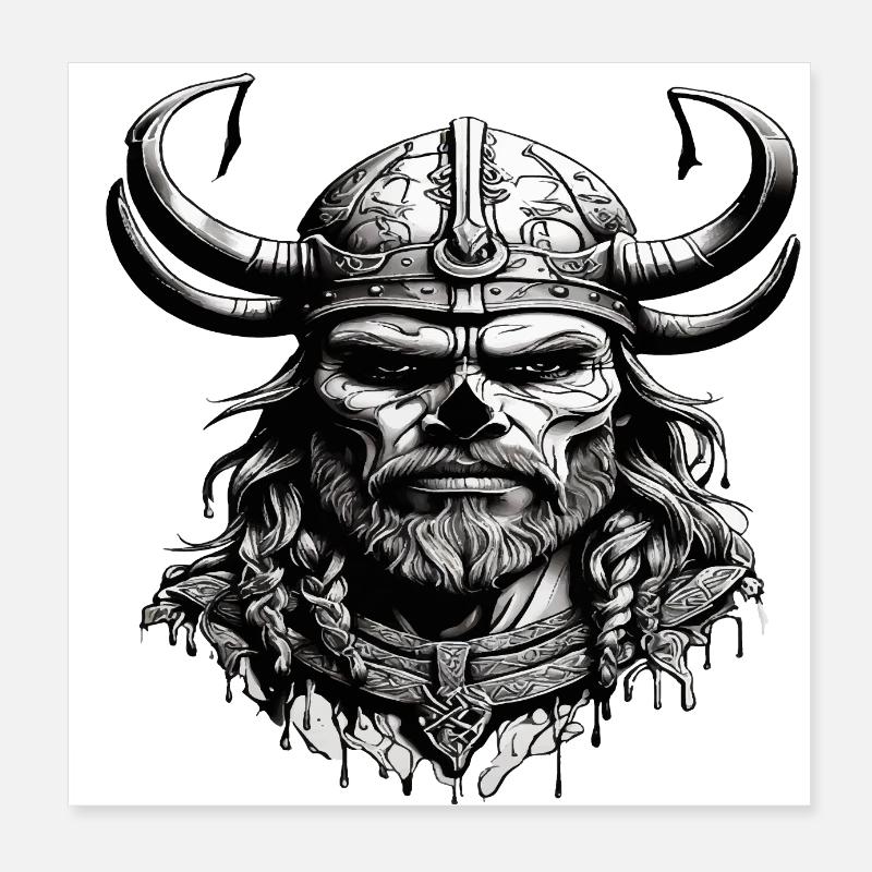 Viking Skull Poster 8" x 8" (20x20 cm)