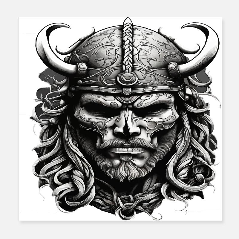 Wikinger Schädel Poster 20x20 cm