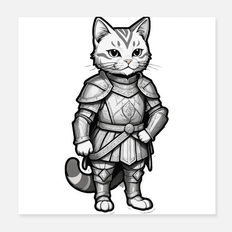 Chevalier Chat Poster 20 x 20 cm