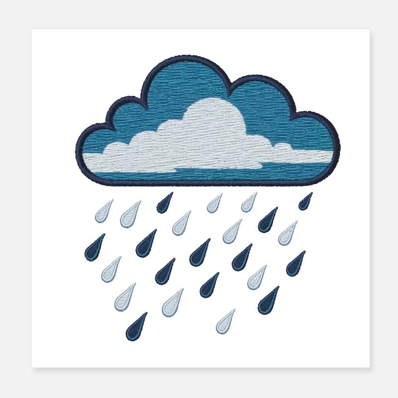 Gestickte Regenwolke Poster 20x20 cm
