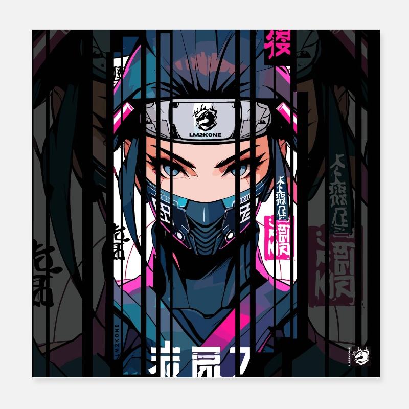 Ver.2 - Cyborg ninja kanji Poster 20 x 20 cm
