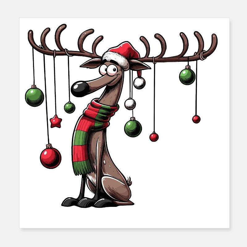 Moose Christmas Christmas Tree Christmas Gift Poster 8" x 8" (20x20 cm)