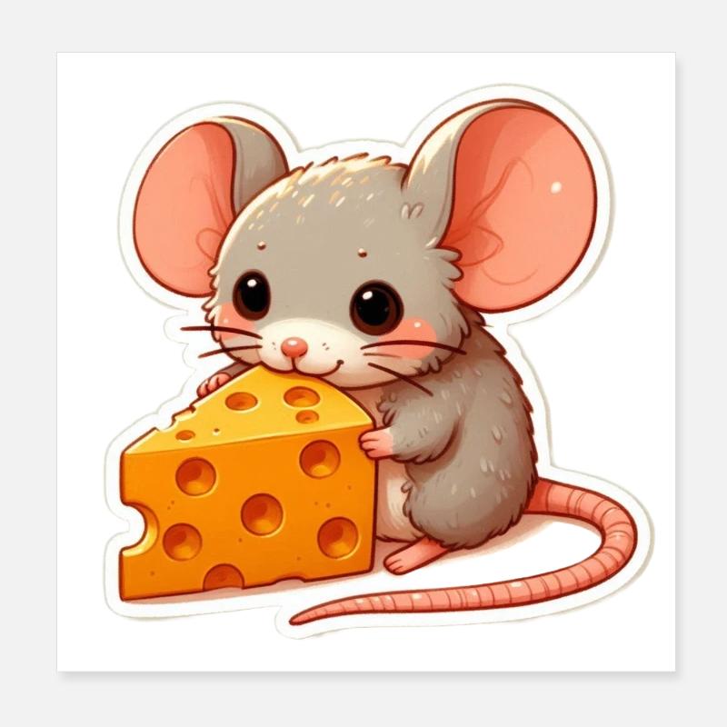 Maus mit Käse Poster 20x20 cm