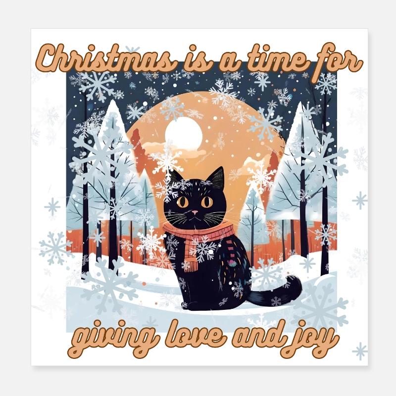 Chat de Noël Poster 20 x 20 cm