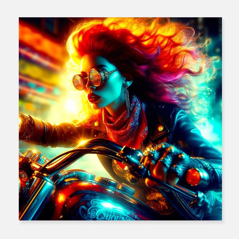 Cyberpunk Motorrad Poster 20x20 cm