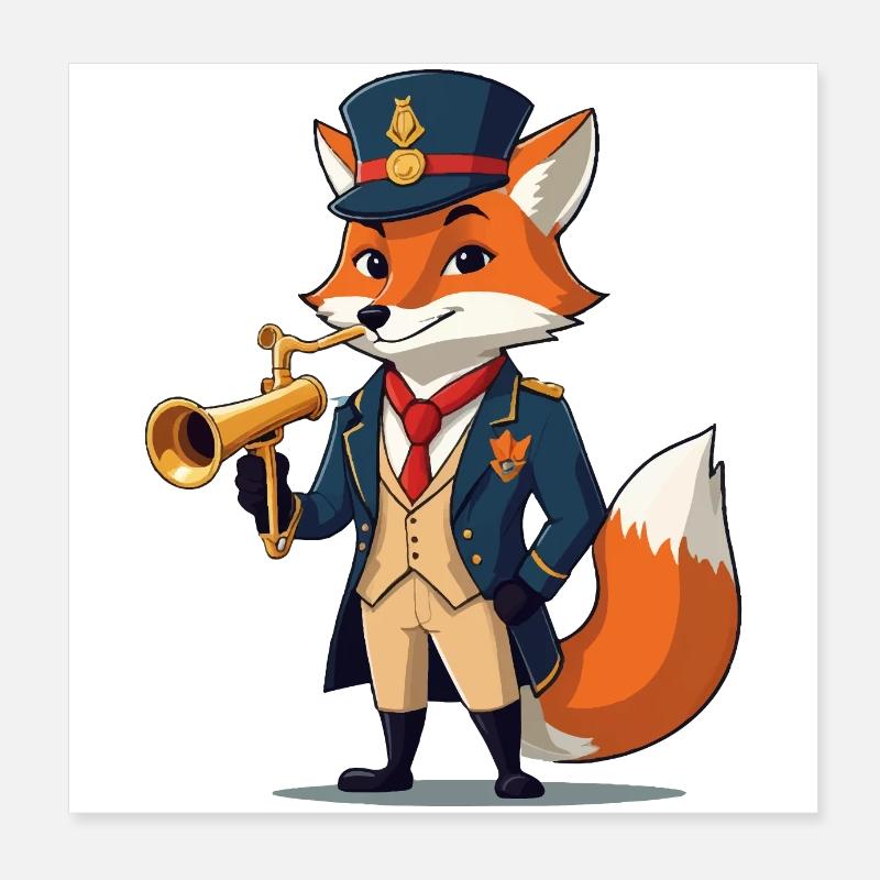 Fuchs Postbote Poster 20x20 cm