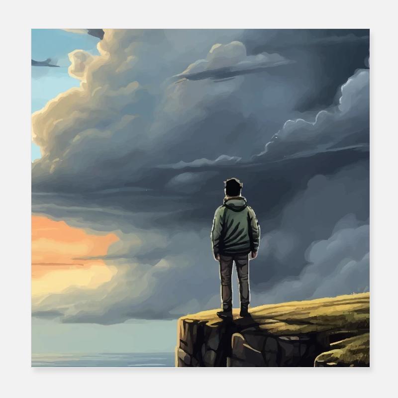 Hikers in nature Poster 8" x 8" (20x20 cm)