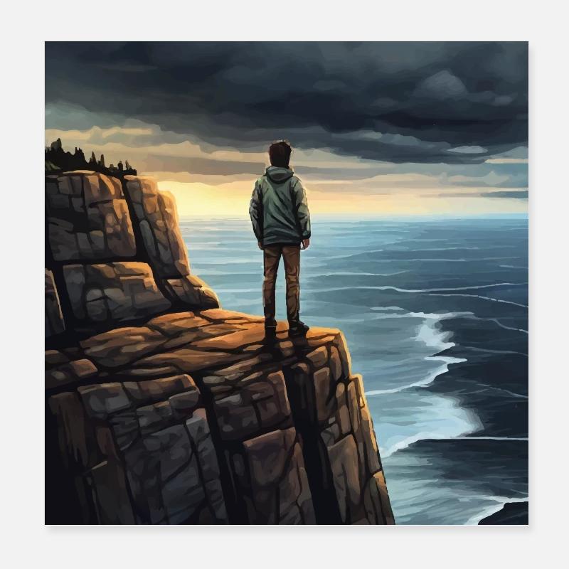 Hikers in nature Poster 8" x 8" (20x20 cm)