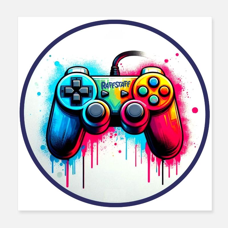 Gamer Gamepad Graffiti Controller - raffstaff ® Poster 20x20 cm