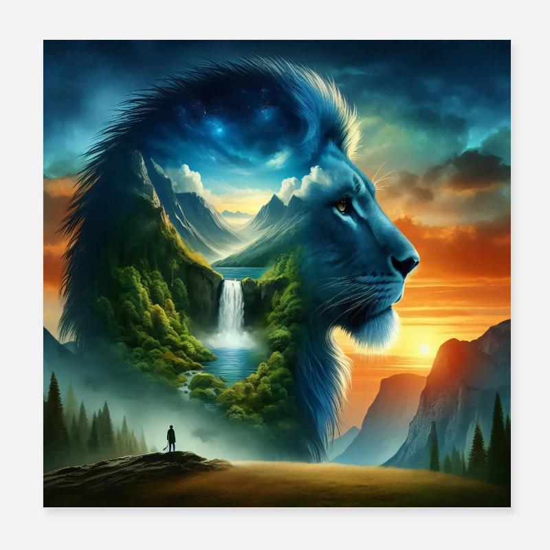 Lion of the Landscape 2 Poster 8" x 8" (20x20 cm)