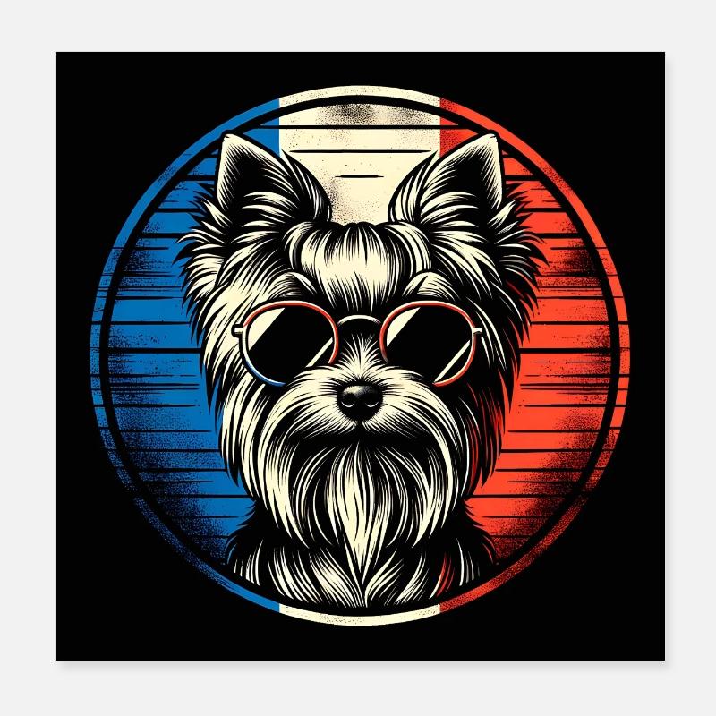 Yorkshire Terrier Yorkie avec lunettes de soleil Poster 20 x 20 cm