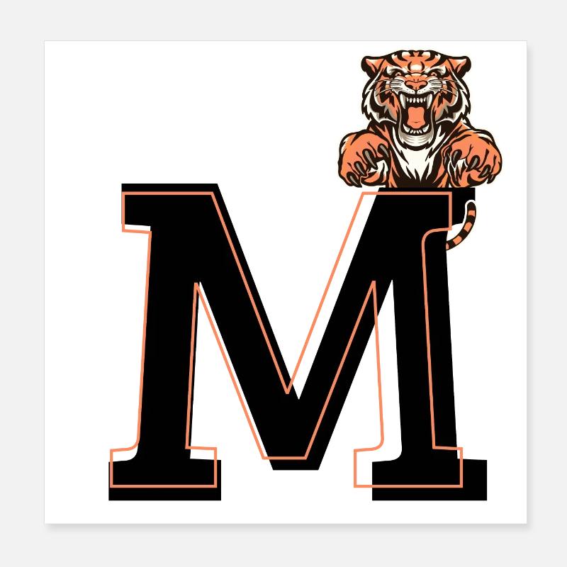 Buchstabe m Tiger - Geschenkidee Poster 20x20 cm