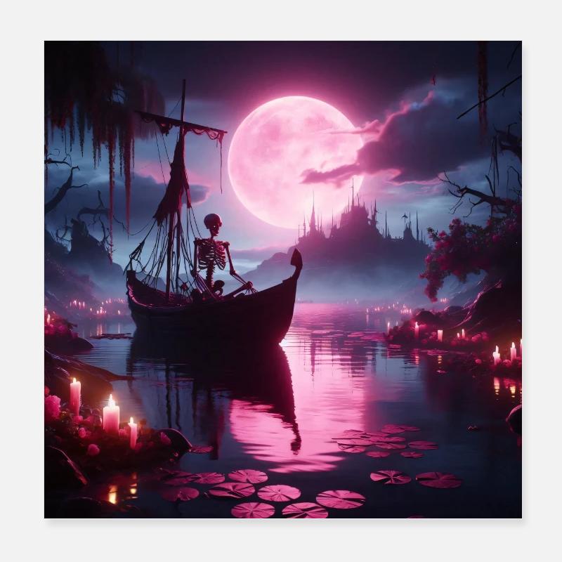 Mondscheinboot der Stille Poster 20x20 cm