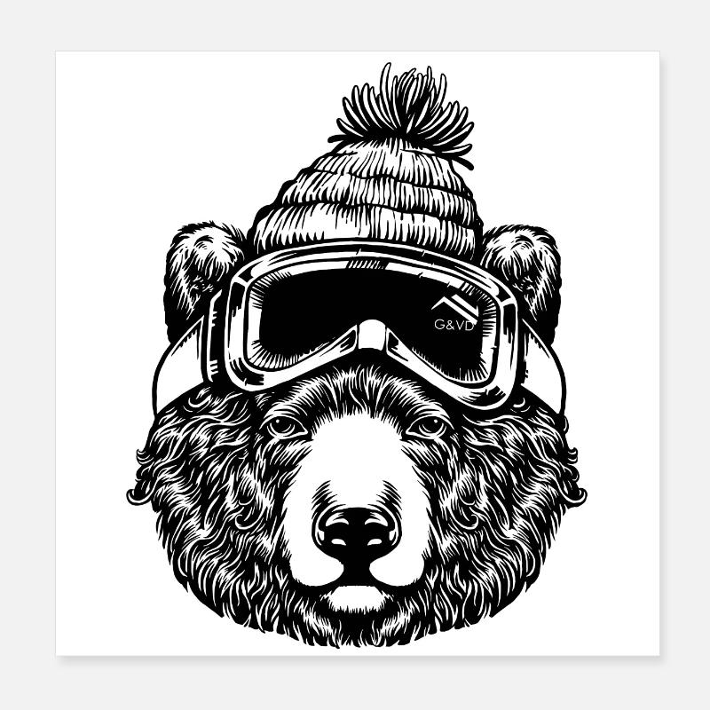 BROWN BEAR Poster 8" x 8" (20x20 cm)