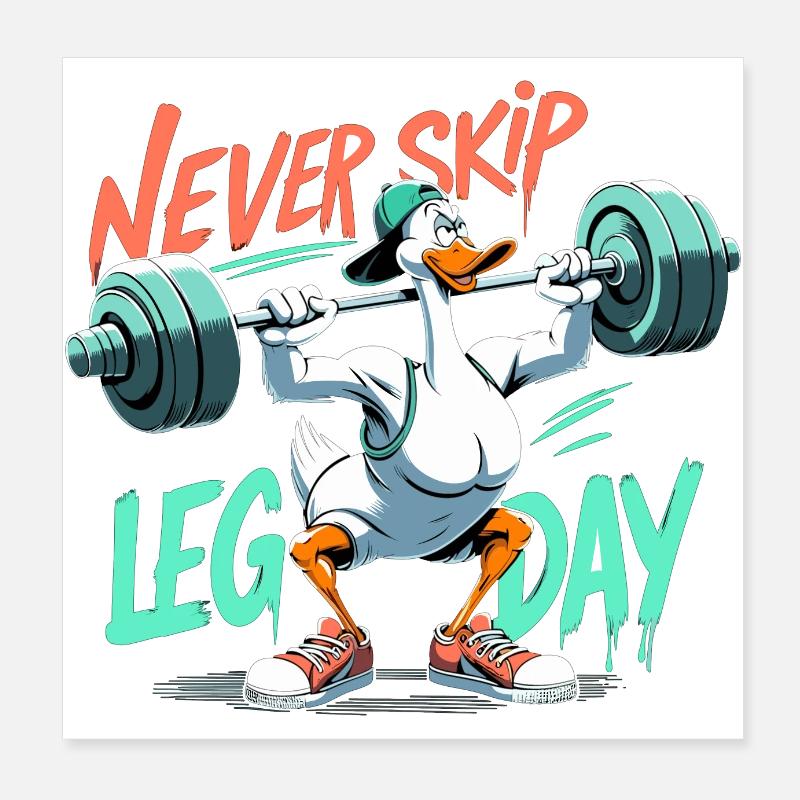 Leg Day Gans Beintraining witzig Gym Geschenk Poster 20x20 cm