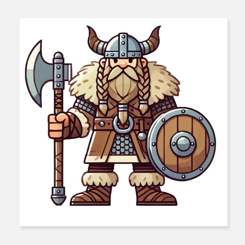 Bande dessinée viking Poster 20 x 20 cm