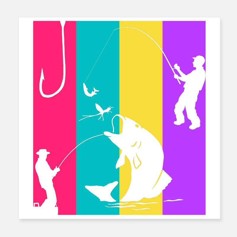 Pêche rétro - idée cadeau pêcheur Poster 20 x 20 cm