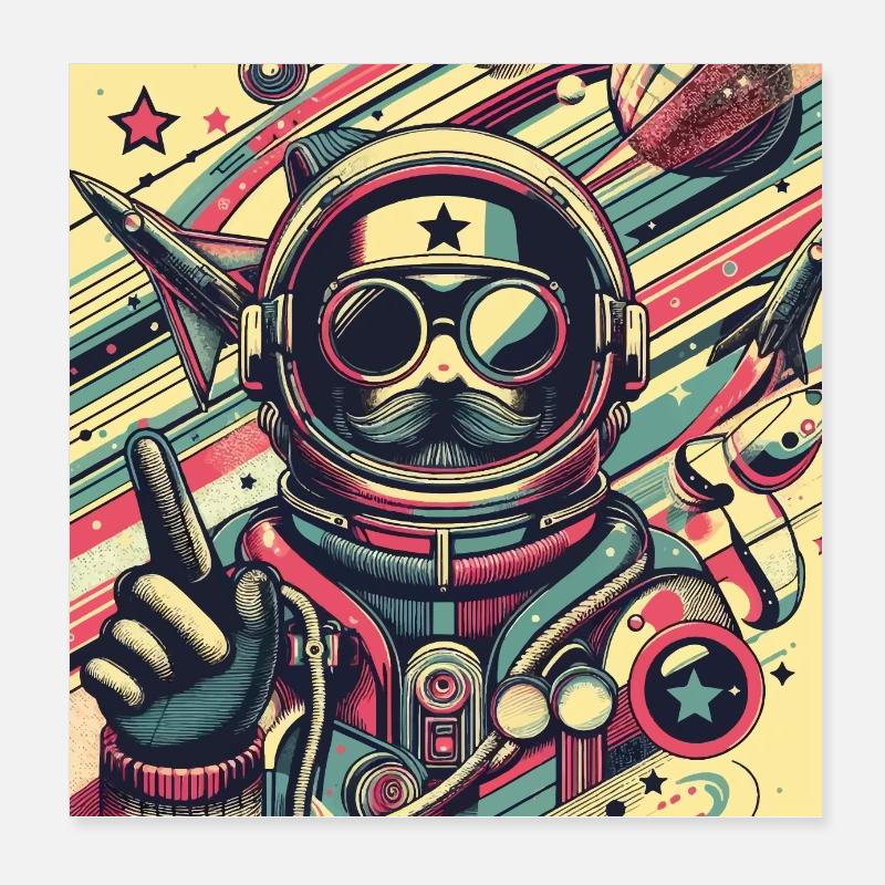 Voyageur de l’espace rétro Poster 20 x 20 cm