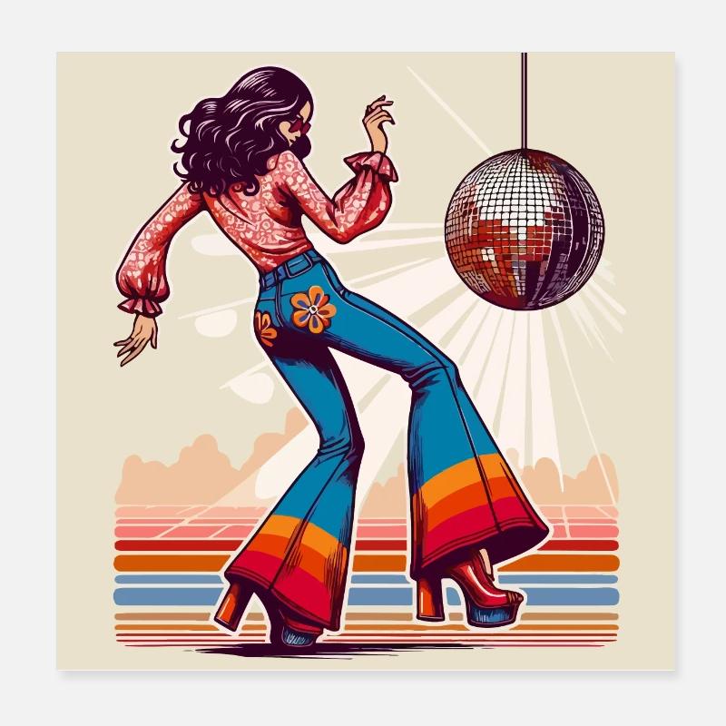Discothèque rétro Poster 20 x 20 cm