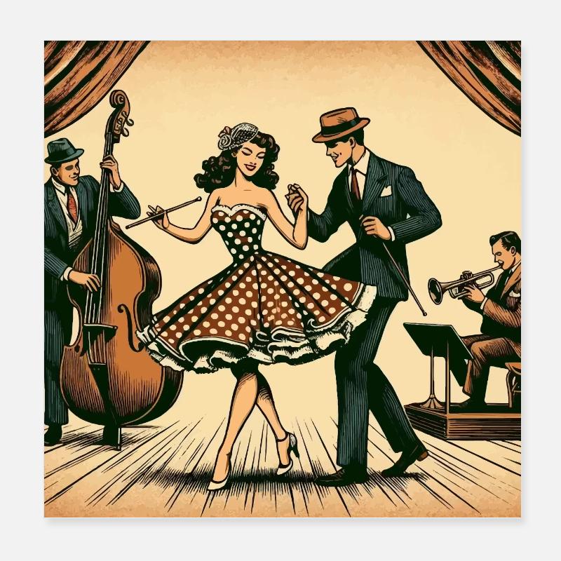 Retro dance performance Poster 8" x 8" (20x20 cm)
