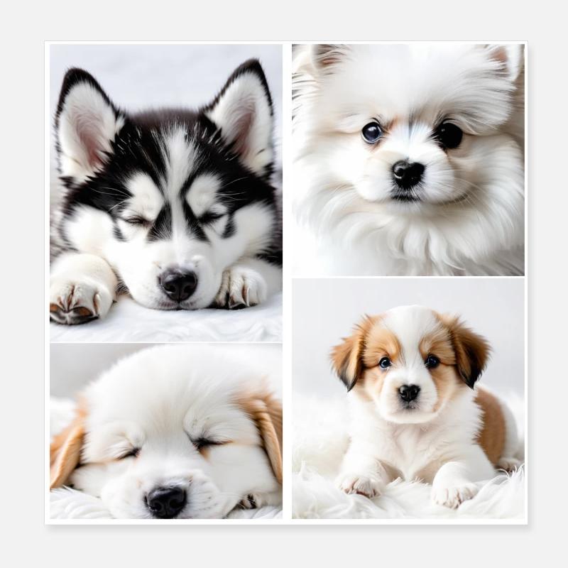 Collage mit Hunde Welpen Poster 20x20 cm