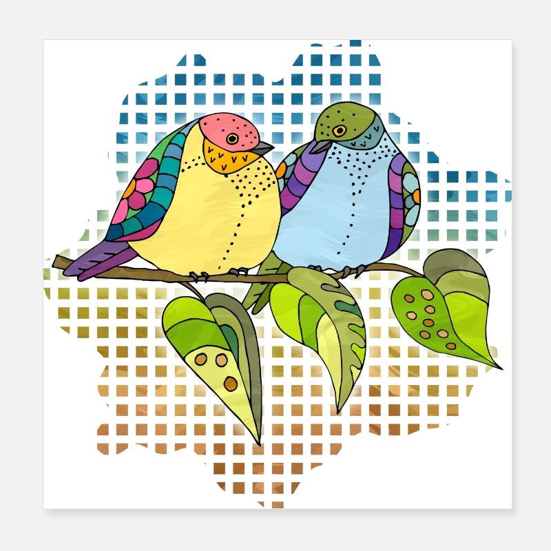 Bunte Vögel Poster 20x20 cm