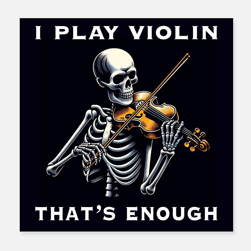 Skeleton joue du violon et drôle de violon disant Poster 20 x 20 cm