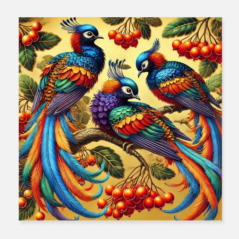 Splendeur colorée des oiseaux Poster 20 x 20 cm