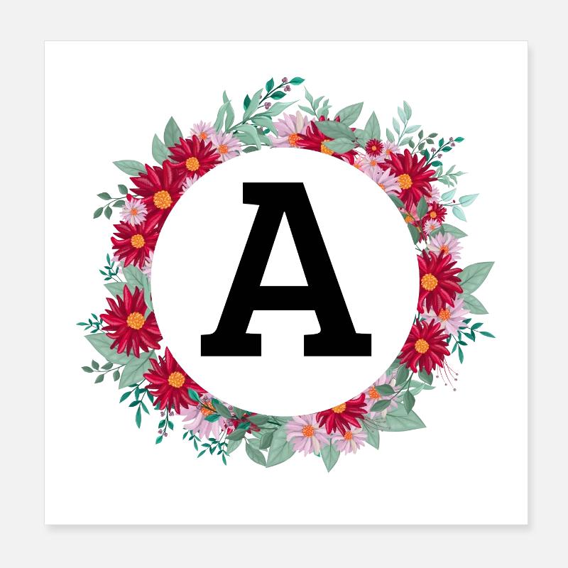 Blumenkrone Buchstabe Poster 20x20 cm