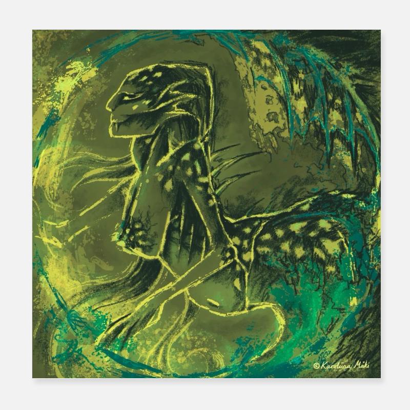 Wave Maiden Sirène Auto-dessinée Poster 20 x 20 cm