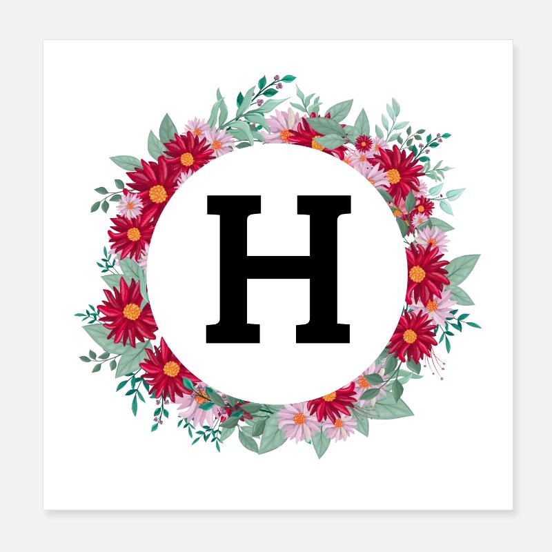 Letter h floral crown Poster 8" x 8" (20x20 cm)
