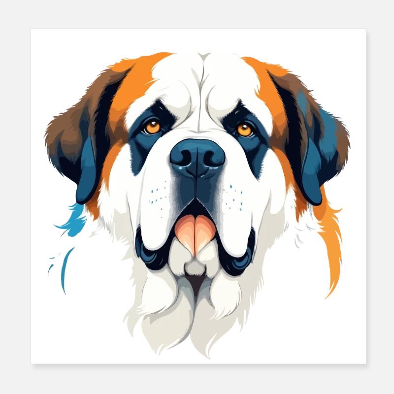 Saint Bernard Vector Art Vibrant Illustration Poster 20 x 20 cm