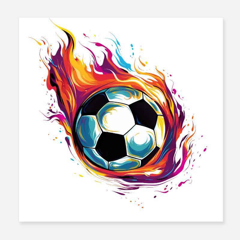 Soccer Flame Soccer Player Poster 8" x 8" (20x20 cm)