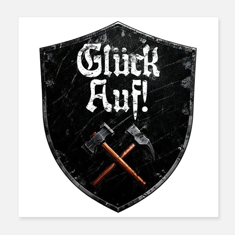 Good luck on logo mining miner mallet and iron Poster 8" x 8" (20x20 cm)