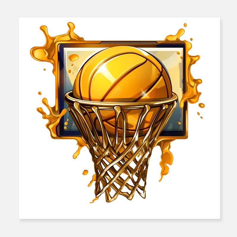 Cerceau de basket doré Poster 20 x 20 cm