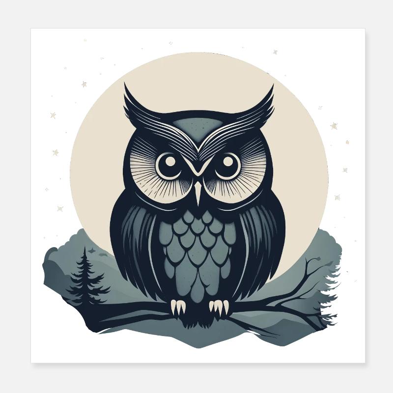 Owl Poster 8" x 8" (20x20 cm)