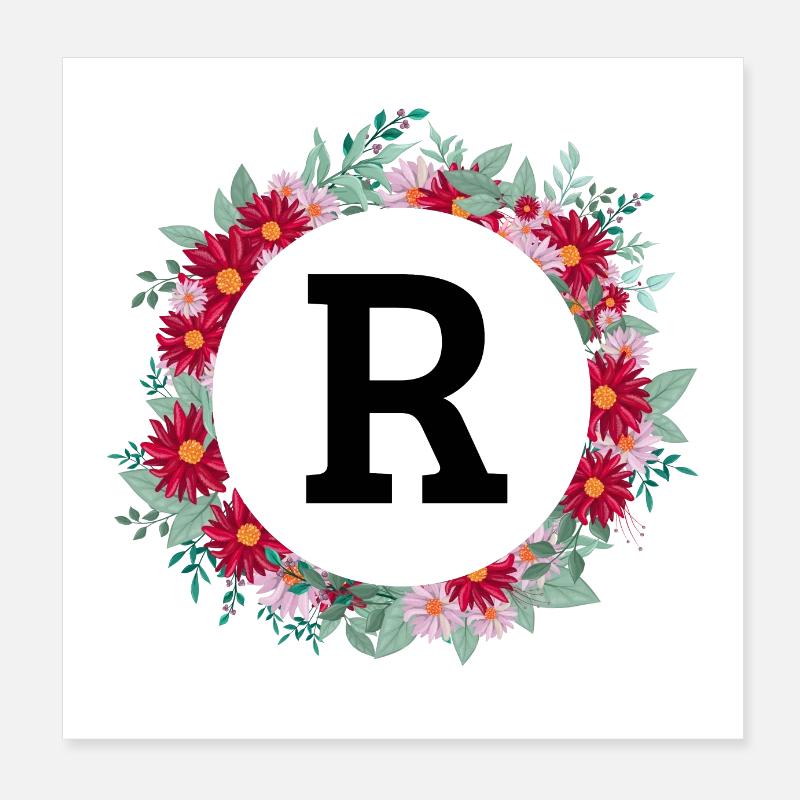 Buchstabe r Blumenkrone Poster 20x20 cm