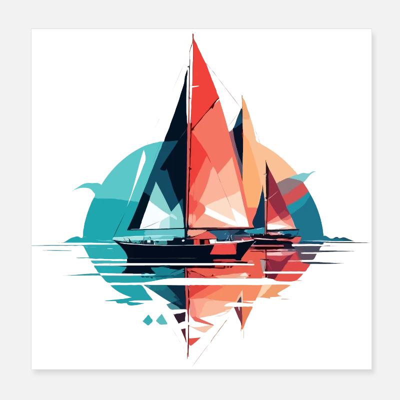 Sailing Sea Calm Tranquil Ocean Outdoors Colour Poster 8" x 8" (20x20 cm)