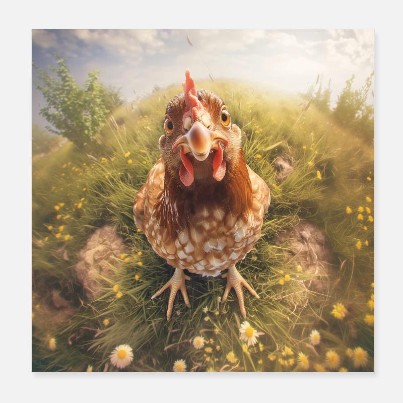 Ich glaub da guckt ein Huhn Poster 20x20 cm