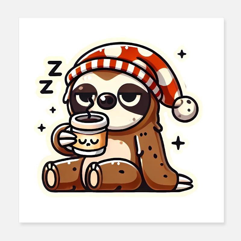 Its Monday Again Sleepy Sloth Design Poster 8" x 8" (20x20 cm)