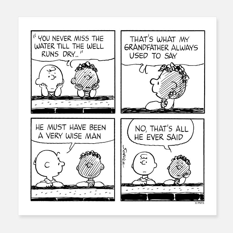 Disegno di piastrelle Peanuts con Charlie e Linus - Poster 20x20 cm - bianco